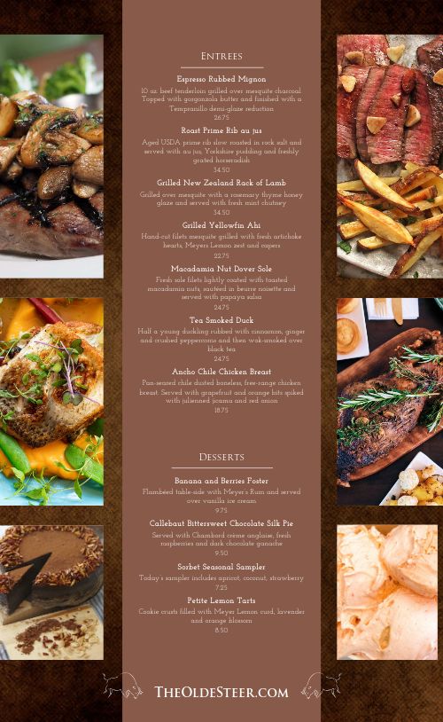 Gourmet Steakhouse Menu Design Template by MustHaveMenus