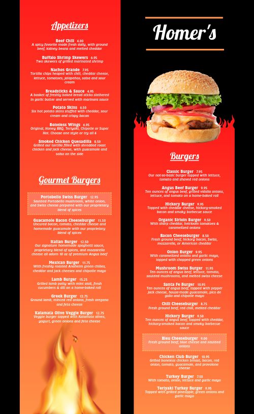 Striking Split Burger Menu page 1 preview