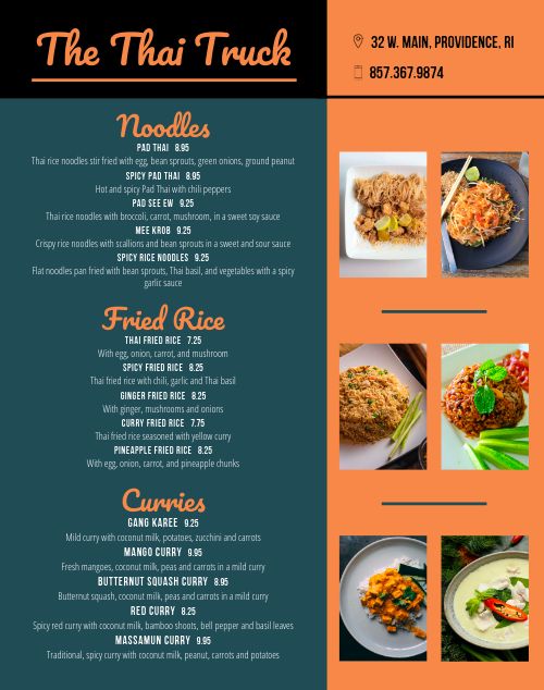 Thai Food Cart Menu Poster