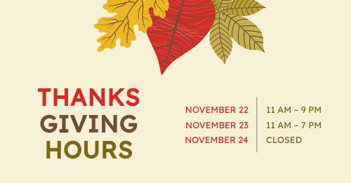 Colorful Thanksgiving Hours FB Post