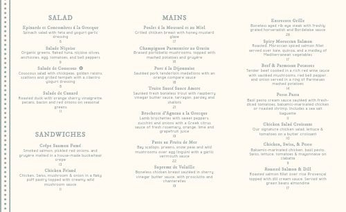 Bordered French Takeout Menu