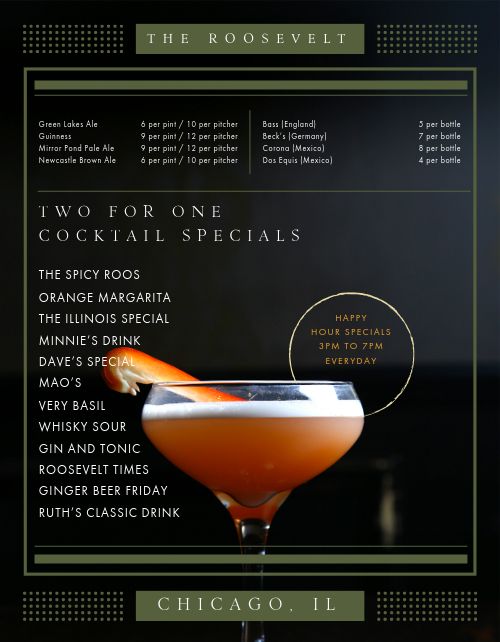 Pub Cocktails Specials Menu Design Template by MustHaveMenus