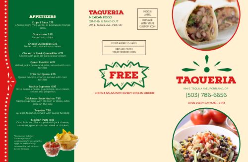 Mexican Family Takeout Menu Mailer