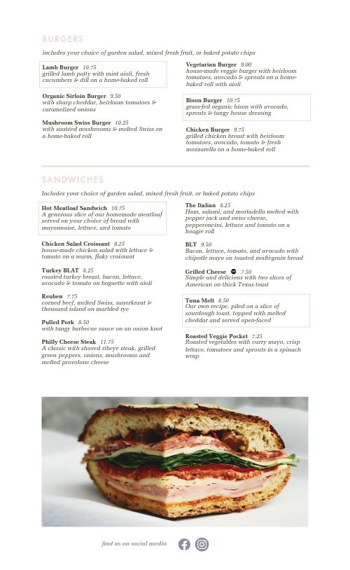 Upscale Cafe Menu page 2 preview