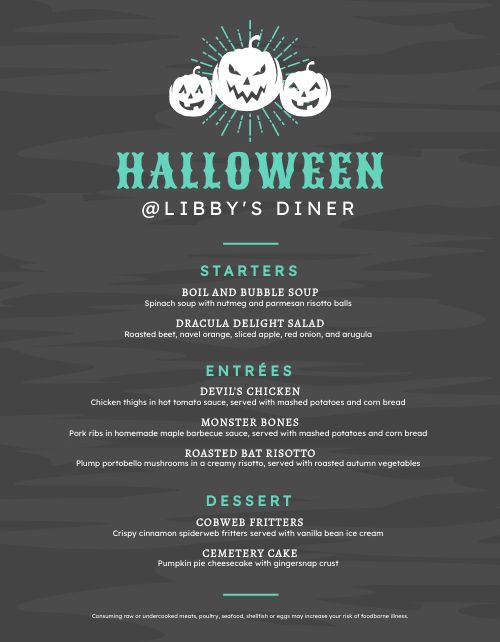 Customizable Halloween Menu page 1 preview