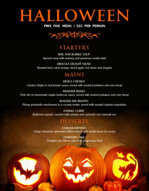 Halloween Pumpkin Menu page 1 preview