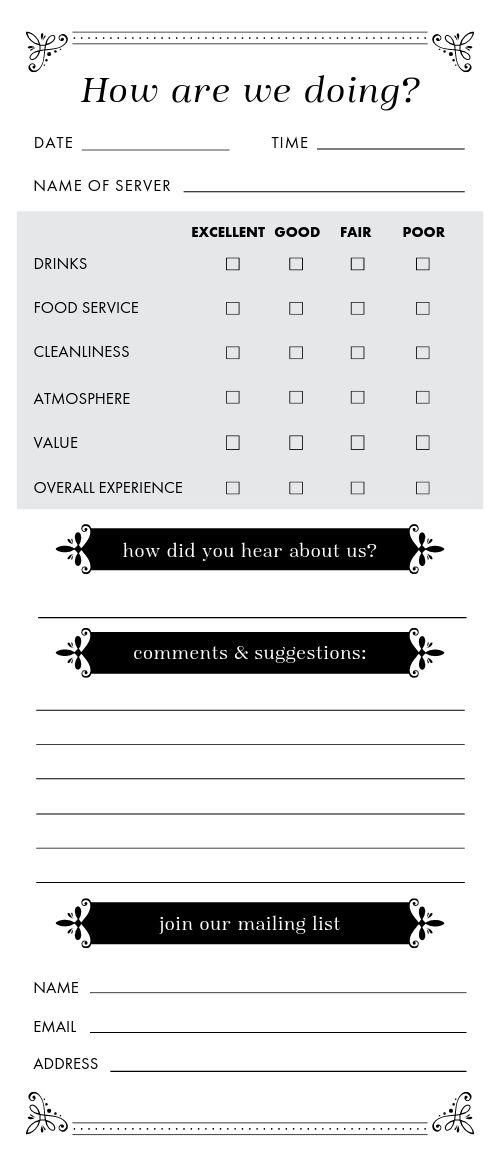 Club Comment Card