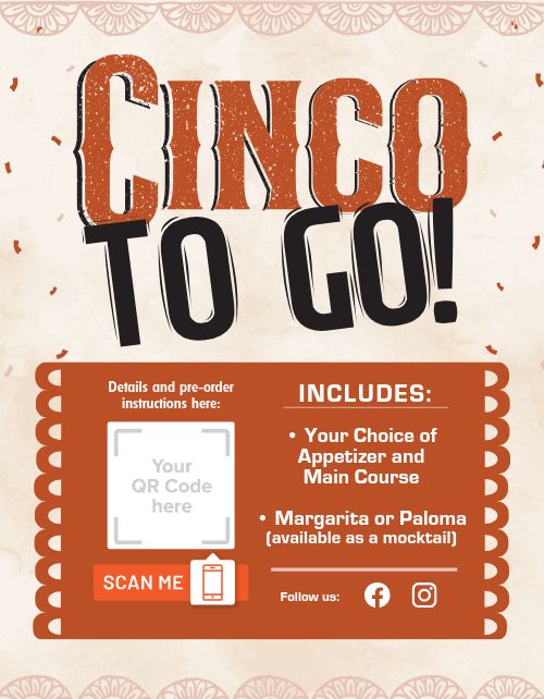 Cinco To Go Flyer page 1 preview