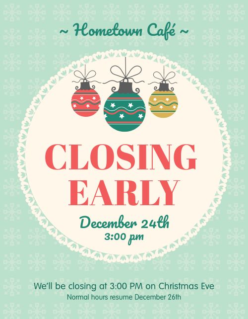 Christmas Closing Early Flyer