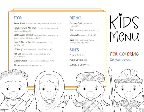 Diverse Kids Menu page 1 preview