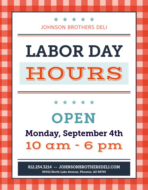 Labor Day Hours Announcement