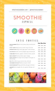 Smoothie Menu Template Free