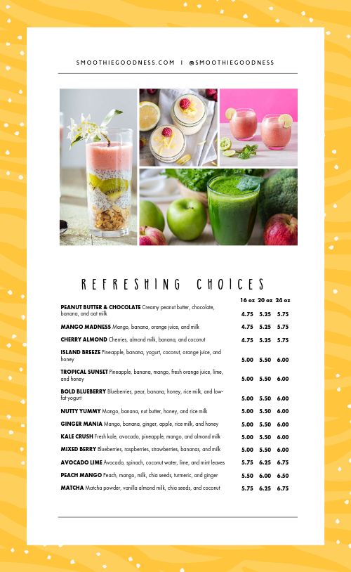 Customizable Smoothie Menu page 2 preview