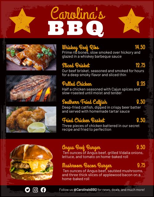 BBQ Food Truck Menu Design Template by MustHaveMenus