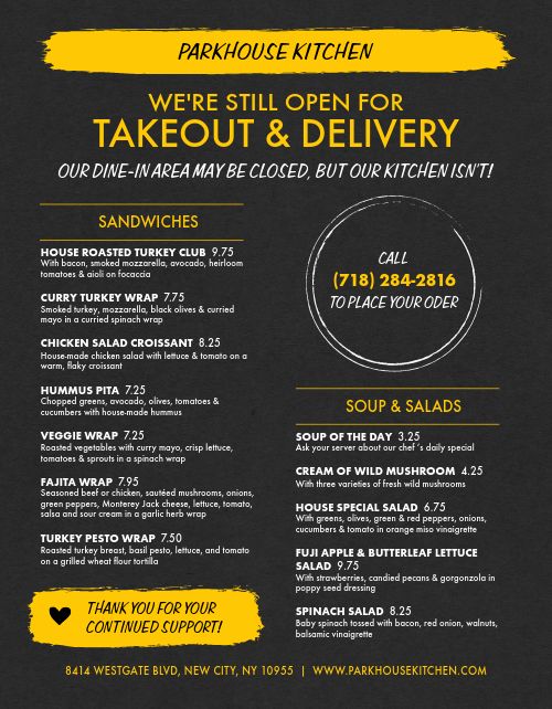 Switch to Delivery Takeout Menu