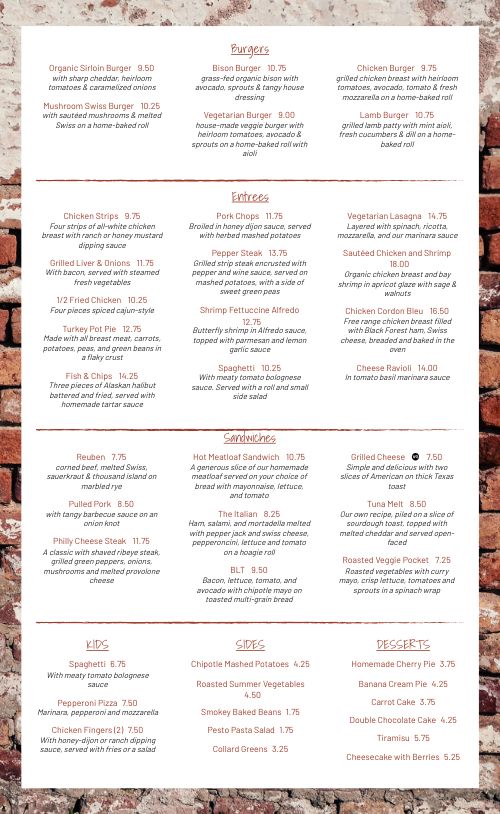 Brickwall American Menu Design Template By Musthavemenus