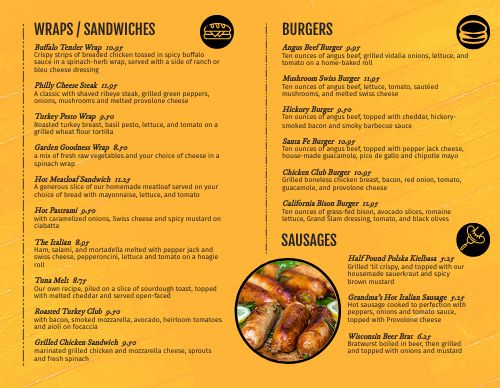 Bar Dining Bifold Takeout Menu page 2 preview