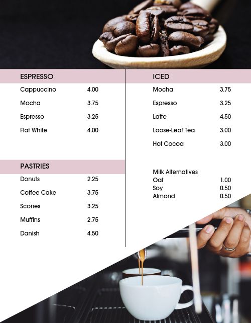 Simple Coffee Menu Design Template by MustHaveMenus