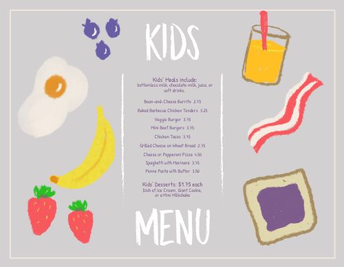Colorful Breakfast Kids Menu page 1 preview