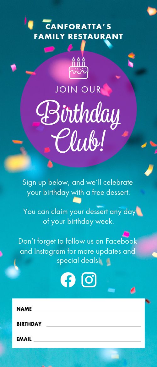 Birthday Club Rack Card