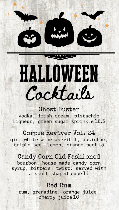 Rustic Halloween Vertical Menu Board