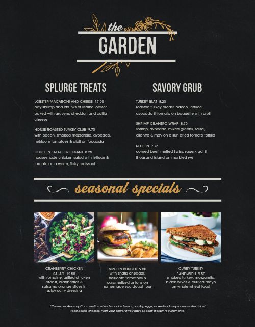 Cafe Garden Menu page 1 preview