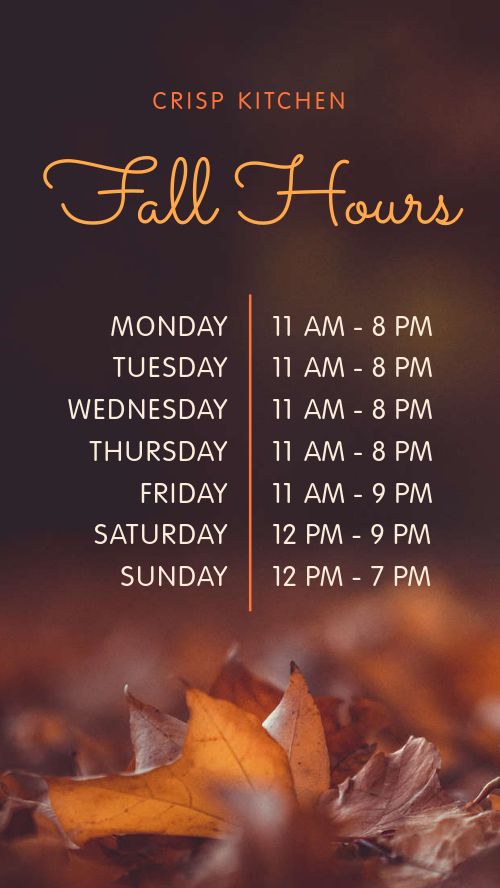 Leafy Fall Hours FB Story page 1 preview