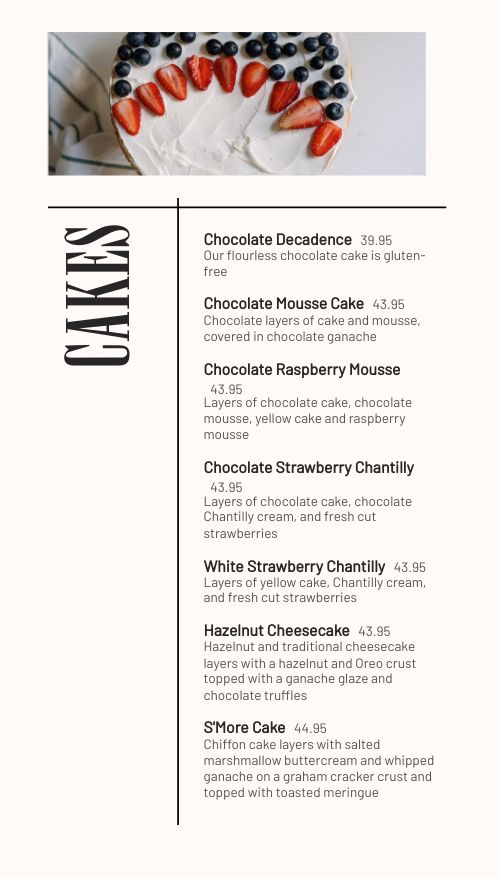 Simple White Bakery Tall Digital Menu Board