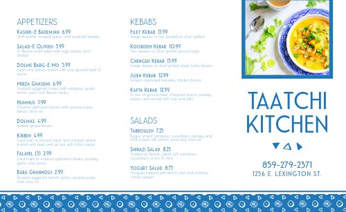 Middle Eastern Lunch Takeout Menu