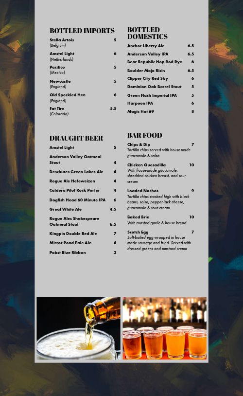 Flights Beer Menu Design Template by MustHaveMenus