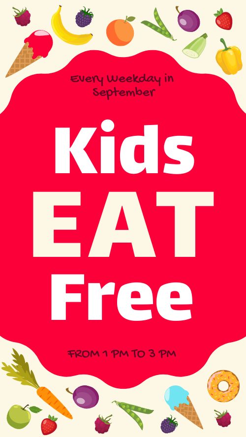 Colorful Kids Eat Free IG Story
