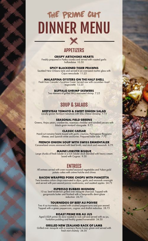 Steak Menu Design Template by MustHaveMenus