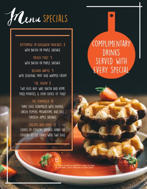 Breakfast Waffle Special Menu page 1 preview