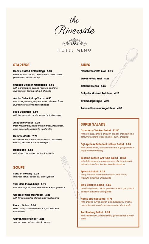 Gourmet Hotel Menu page 1 preview