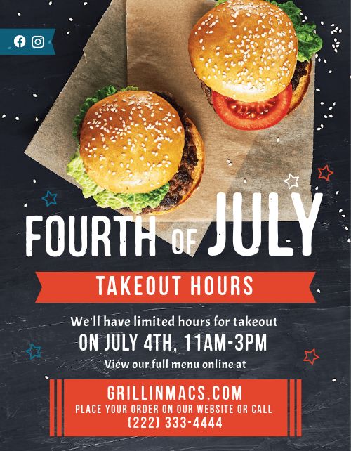 Fourth of July Burgers Sign