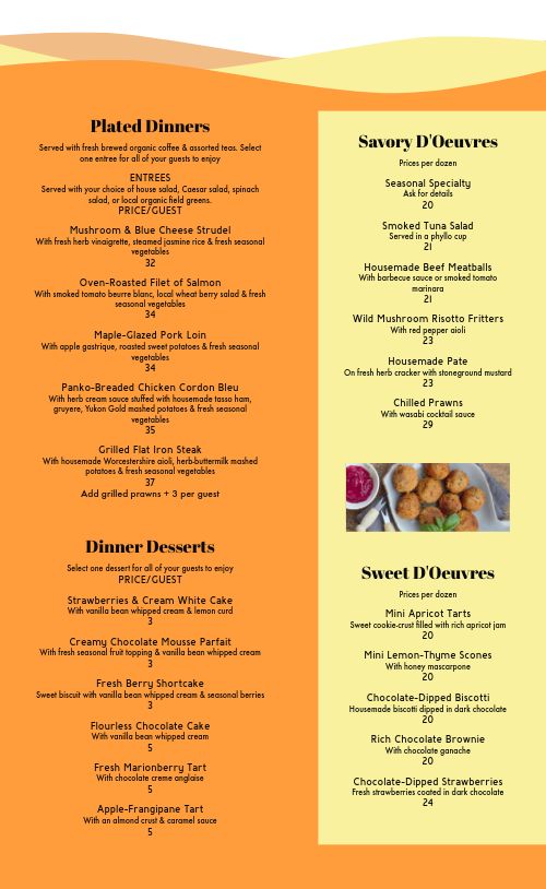 Sunrise Catering Menu page 2 preview