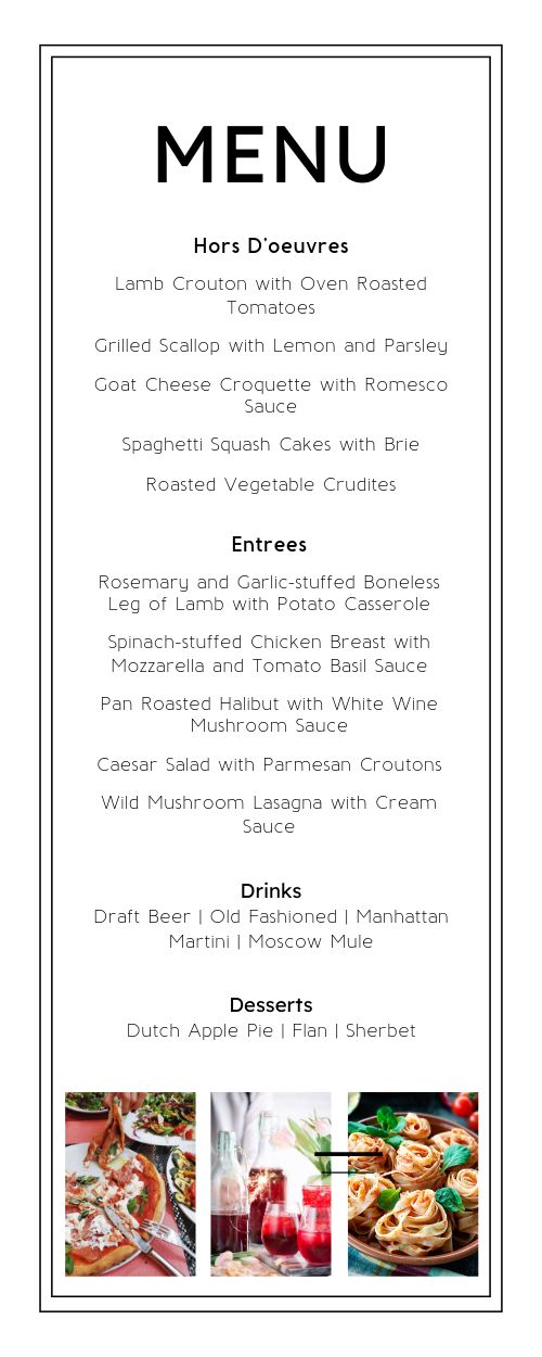 Corporate Event Half Page Menu page 1 preview