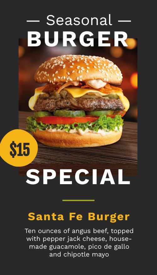 Burger Special Digital Menu