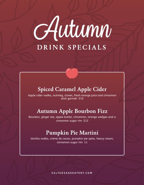 Autumn Drink Specials Gradient Flyer page 1 preview