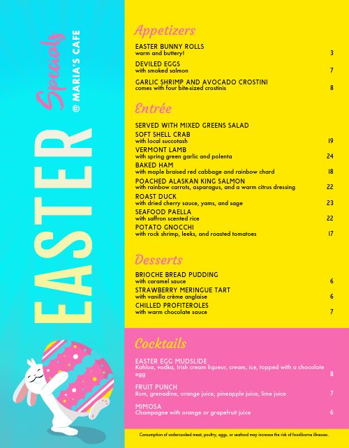 Bright Easter Menu page 1 preview