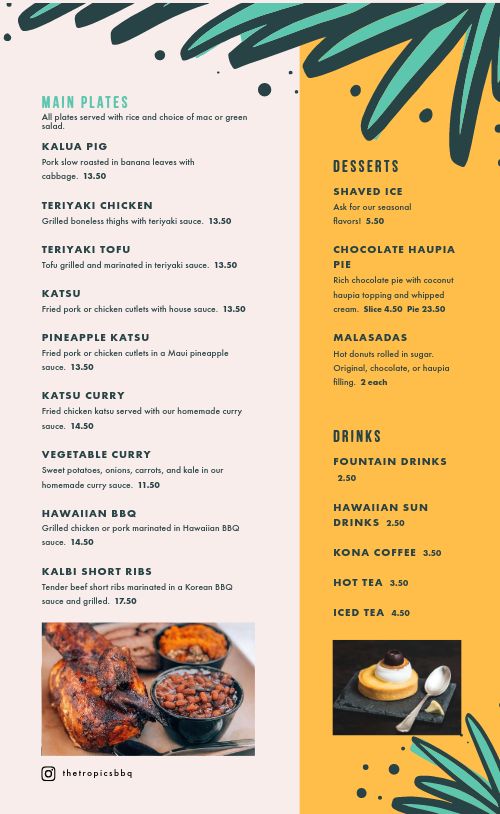 hawaiian menu templates musthavemenus