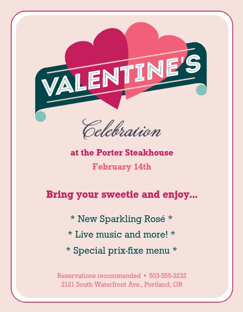 Valentines Restaurant Flyer