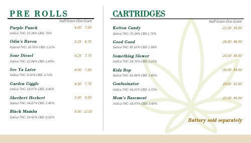 Clear Dispensary Digital Menu Board page 1 preview