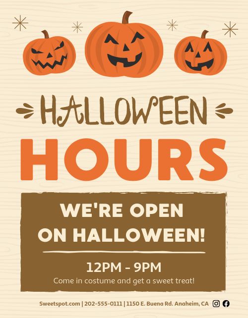 Halloween Hours Sign Template by MustHaveMenus