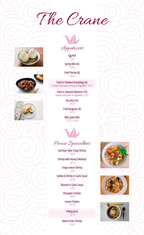 Fine Dining Chinese Menu page 1 preview