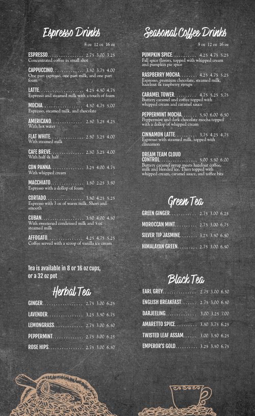 Hand Drawn Coffeehouse Menu Design Template by MustHaveMenus