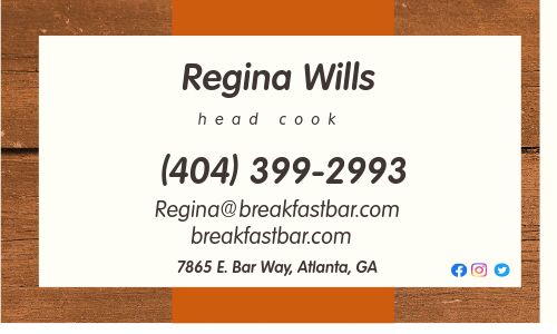 Breakfast Bar Business Card