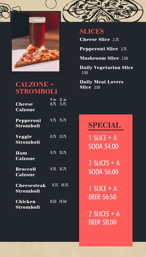 New York Style Pizza Tall Digital Menu Board