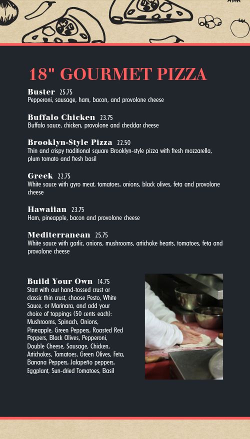 New York Style Pizza Tall Digital Menu Board page 1 preview