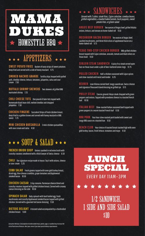 Lunch Special BBQ Menu Design Template by MustHaveMenus